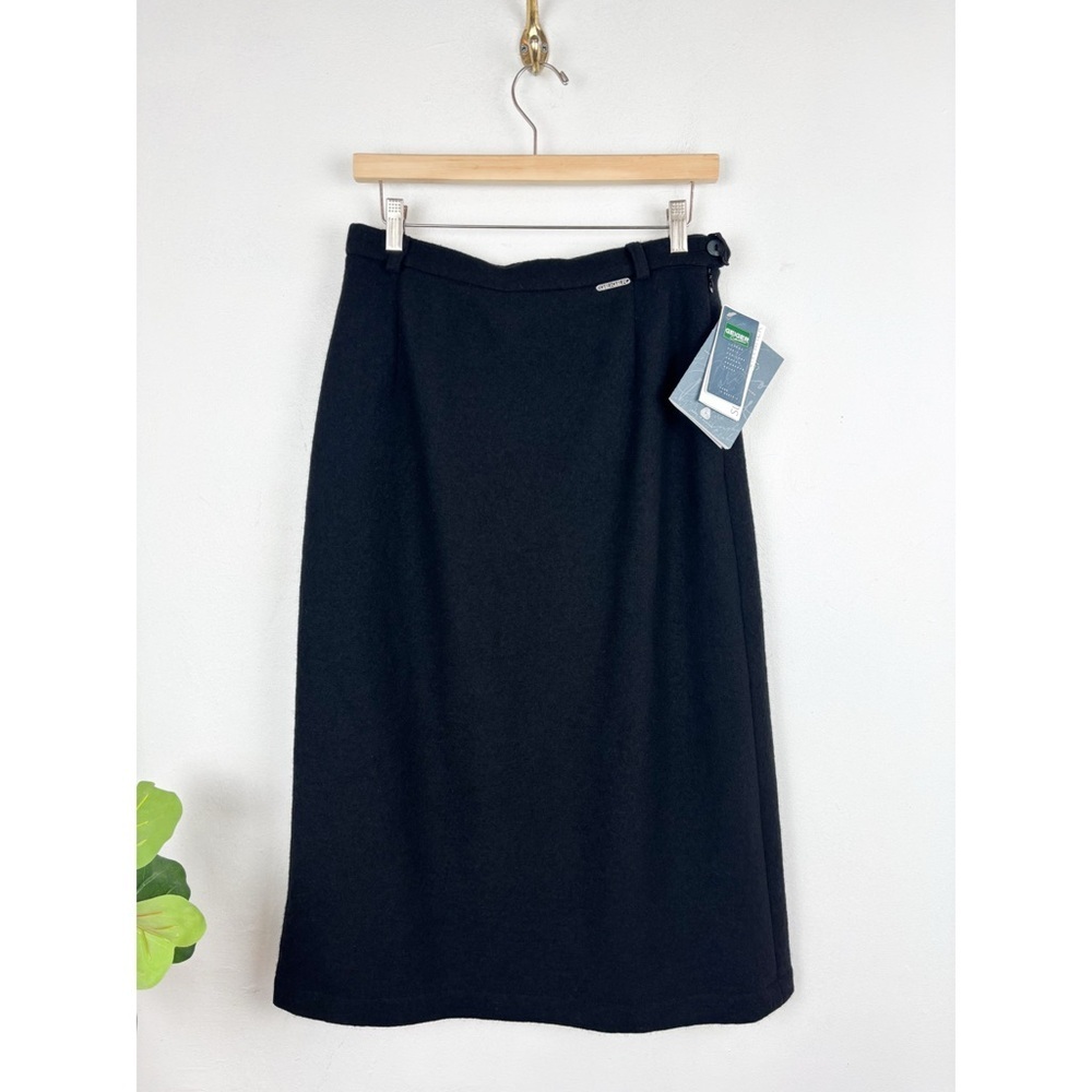 NWT Vintage Geiger Black Pure New Wool Midi Pencil Skirt Sz 28